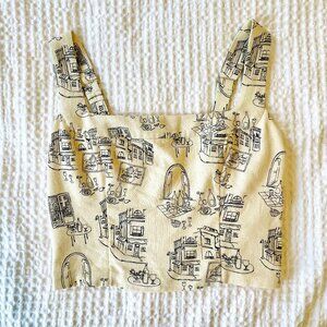 Abercrombie European Print Tank Top - Size Small - CREAM